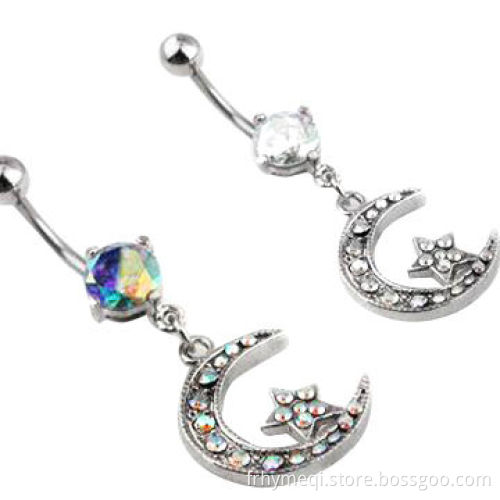 Dangling Crystal Navel Belly Rings, Customized Colors Available